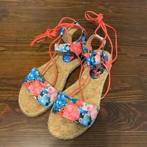Floral lace up sandals